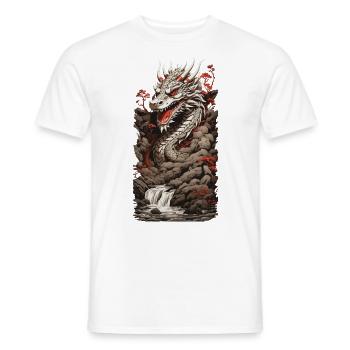 Dragon chinois dans le paysage d’art Ukiyo-e - T-shirt homme - blanc - Devant - AI Model Male 178 dark (178cm)