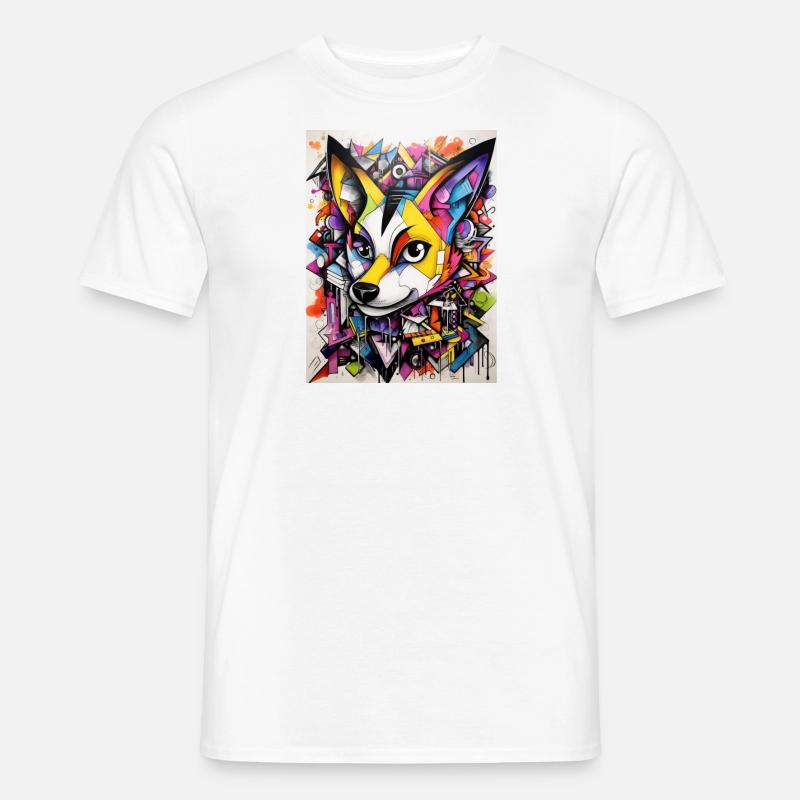 fuchs graffiti geometric style - Männer T-Shirt - Weiß