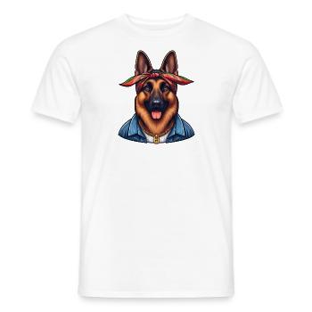 Berger Allemand Le DJ - T-shirt homme - blanc - Devant - AI Model Male 178 dark (178cm)