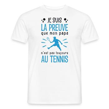 Proof that my dad tennis, Tennis humor - Men's T-Shirt - white - Front - AI Model Male 178 dark (178cm)