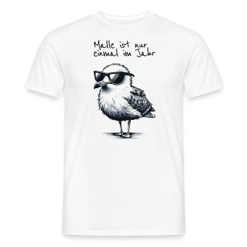 Malle's Only Once a Year Mallorca Seagull Shirt - Men's T-Shirt - white - Front - AI Model Male 178 dark (178cm)