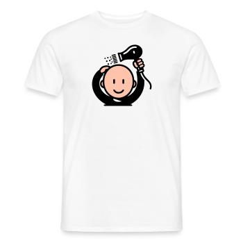 Chauve qui se sèche les cheveux - T-shirt homme - blanc - Devant - AI Model Male 178 dark (178cm)