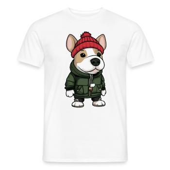 Bull Terrier Dog Winter - Men's T-Shirt - white - Front - AI Model Male 178 dark (178cm)