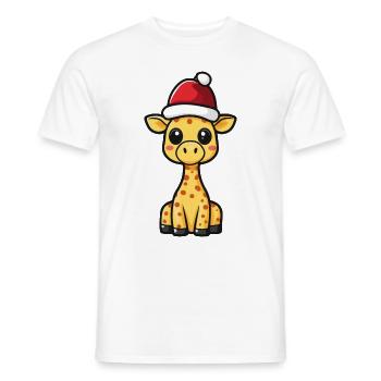Girafe Noël mignon - T-shirt homme - blanc - Devant - AI Model Male 178 dark (178cm)