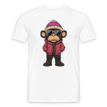 Affe Winter - Männer T-Shirt - Weiß - Vorne - AI Model Male 178 dark (178cm)