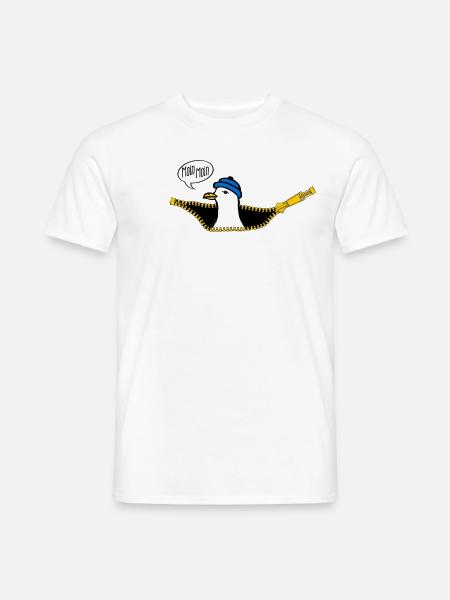Moin Moin. niedliche Möwe guckt aus T-Shirt heraus - Männer T-Shirt - Weiß