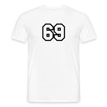 69 Zahl - Männer T-Shirt - Weiß - Vorne - AI Model Male 178 dark (178cm)