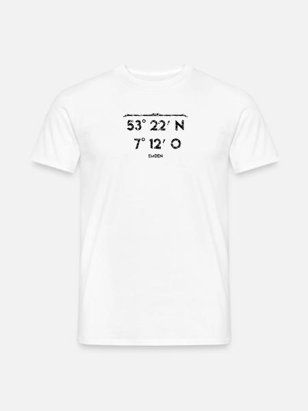 Emden Koordinaten Ostfriesland Ostfriese - Männer T-Shirt - Weiß