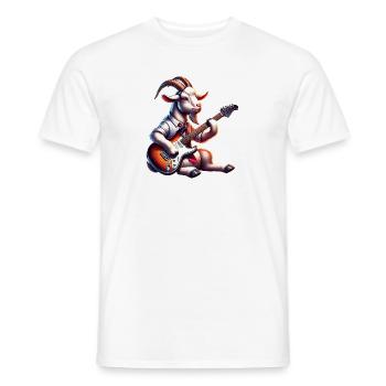 Chèvre jouant de la conception de bande de guitare électrique - T-shirt homme - blanc - Devant - AI Model Male 178 dark (178cm)