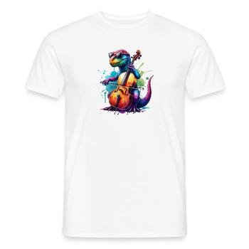 Cooler Dino Cellist Klassische Musik - Männer T-Shirt - Weiß - Vorne - AI Model Male 178 dark (178cm)
