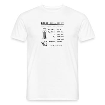 BC108 Iconic Silicon Transistor [black text] - Men's T-Shirt - white - Front - AI Model Male 178 dark (178cm)