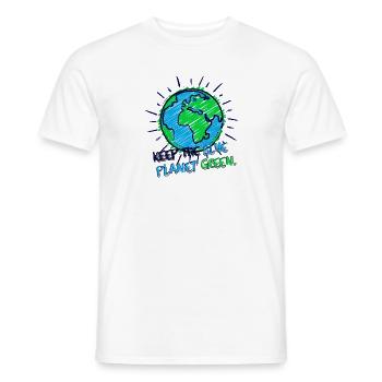 Terre et lettrage (bleu, planète, vert) - T-shirt homme - blanc - Devant - AI Model Male 178 dark (178cm)