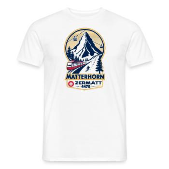 Matterhorn Zermatt 4478 – Vintage Retro Skiing - Men's T-Shirt - white - Front - AI Model Male 178 dark (178cm)
