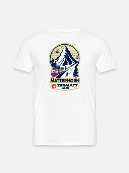 Matterhorn Zermatt 4478 – Vintage Retro Skifahren - Männer T-Shirt - Weiß