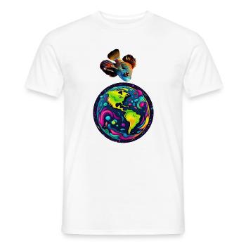 Fish and its planet - Men's T-Shirt - white - Front - AI Model Male 178 dark (178cm)