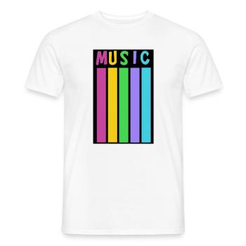 Farbige Musiksäulen inspiriert von Retro-Design - Männer T-Shirt - Weiß - Vorne - AI Model Male 178 dark (178cm)