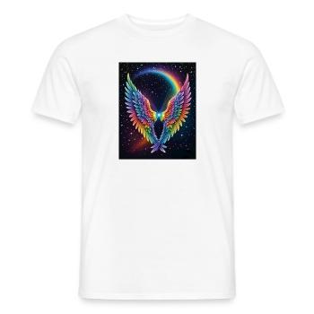 Regenbogenflügel Herz im All - Männer T-Shirt - Weiß - Vorne - AI Model Male 178 dark (178cm)