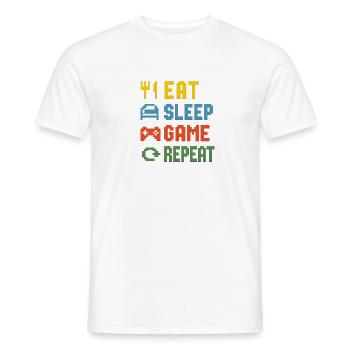 Eat Sleep Game Repeat - Männer T-Shirt - Weiß - Vorne - AI Model Male 178 dark (178cm)