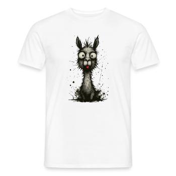 Lustiges Lama mit Zunge – Comic Splash - Männer T-Shirt - Weiß - Vorne - AI Model Male 178 dark (178cm)