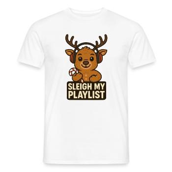 Sleigh My Playlist Rentier Kopfhörer - Männer T-Shirt - Weiß - Vorne - AI Model Male 178 dark (178cm)