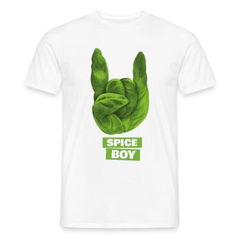 Spiceboy - Basil - Devil Horns - Rock 'n' Roll - Men's T-Shirt - white - Front - AI Model Male 178 dark (178cm)