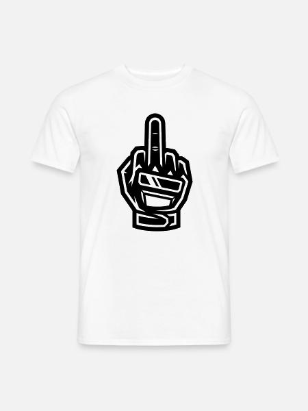 Mittelfinger Handschuh Schwarz Symbol - Männer T-Shirt - Weiß