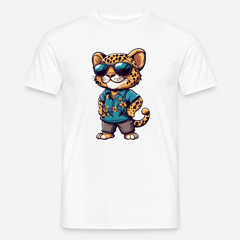 Leopard Comic Urlaub - Männer T-Shirt - Weiß