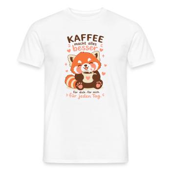 Roter Panda mit Kaffee - Männer T-Shirt - Weiß - Vorne - AI Model Male 178 dark (178cm)