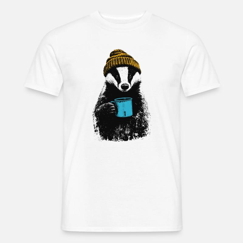 Kaffee Dachs - Männer T-Shirt - Weiß