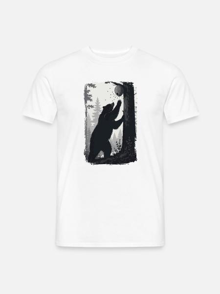 Minimalistischer Bär am Bienenstock   - Männer T-Shirt - Weiß