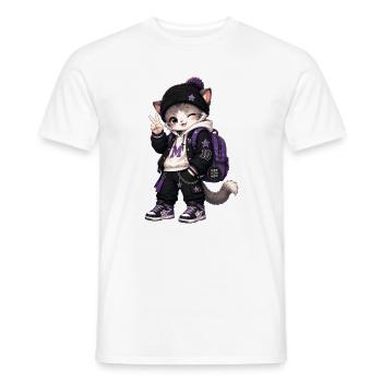 Kawaii Violet-Kätzchen auf Reise - Männer T-Shirt - Weiß - Vorne - AI Model Male 178 dark (178cm)