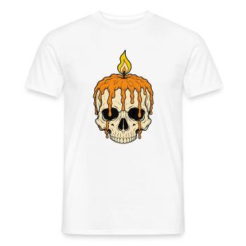 Totenkopf Kerze Flamme Gothic Skull Vektor Shirt - Männer T-Shirt - Weiß - Vorne - AI Model Male 178 dark (178cm)
