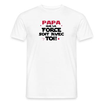 LA FORCE EST AVEC PAPA - T-shirt homme - blanc - Devant - AI Model Male 178 dark (178cm)