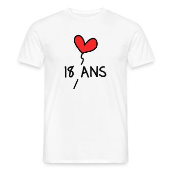 18 ANS. 18e ANNIVERSAIRE. ANNIVERSAIRE 18 ANS. 18 - T-shirt homme - blanc - Devant - AI Model Male 178 dark (178cm)