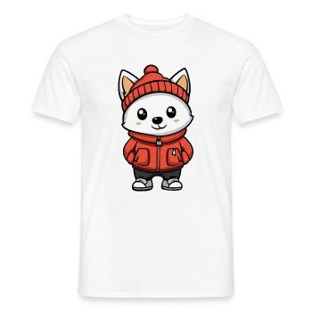 Chien Samoyède Hiver - T-shirt homme - blanc - Devant - AI Model Male 178 dark (178cm)