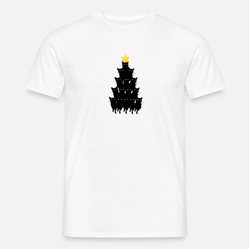 Katzen Weihnachtsbaum Schwarzer Kater Geschenk - Männer T-Shirt - Weiß