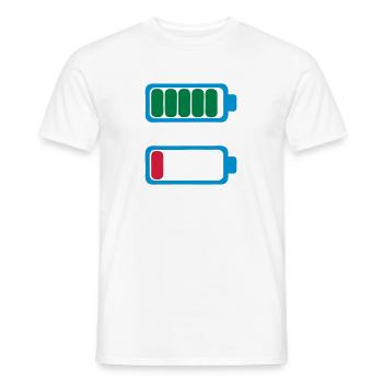 battery charge low battery empty fatigue - Men's T-Shirt - white - Front - AI Model Male 178 dark (178cm)
