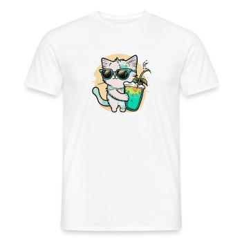 Le chat le plus cool de la plage - T-shirt homme - blanc - Devant - AI Model Male 178 dark (178cm)