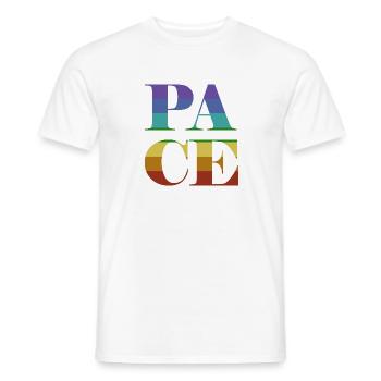 Pace in big colorful letters - Men's T-Shirt - white - Front - AI Model Male 178 dark (178cm)
