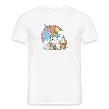 Einhorn der Farben - Eine Welle von Regenbogen - Männer T-Shirt - Weiß - Vorne - AI Model Male 178 dark (178cm)