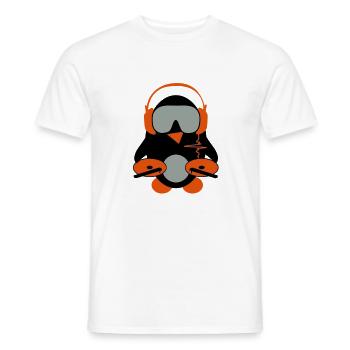 pingouin dj - T-shirt homme - blanc - Devant - AI Model Male 178 dark (178cm)