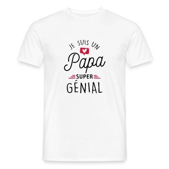 papa super génial / papa génial / superpapa - T-shirt homme - blanc - Devant - AI Model Male 178 dark (178cm)