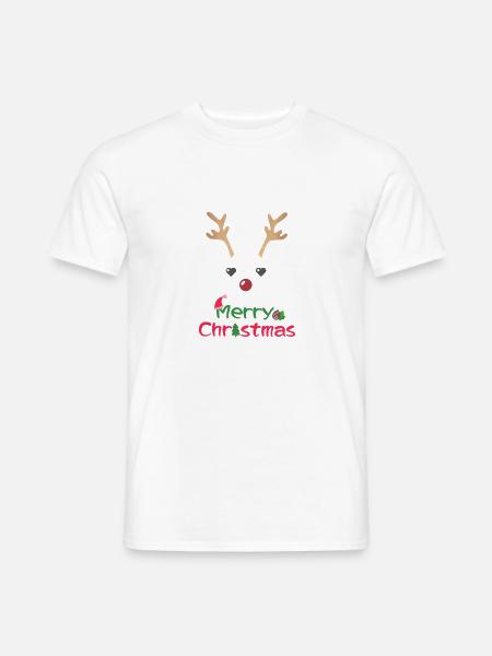 Rentier Merry Christmas Frohe Weihnachten Design - Männer T-Shirt - Weiß