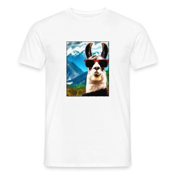 Lama Portrait Mountain Gift - Men's T-Shirt - white - Front - AI Model Male 178 dark (178cm)