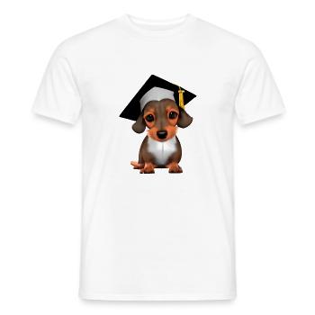 Baccalauréat Certificat de fin d’études pour chiens teckels - T-shirt homme - blanc - Devant - AI Model Male 178 dark (178cm)