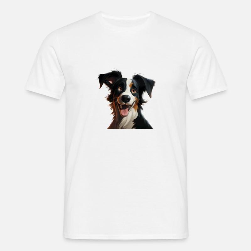 Border Collie Comic - Männer T-Shirt - Weiß