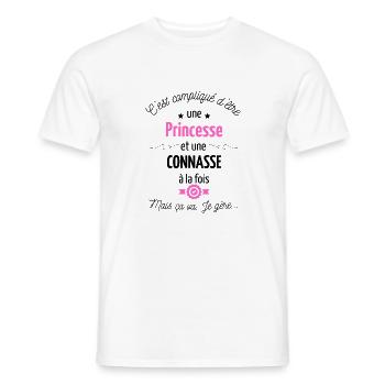Princesse Et Conn*sse Et Je Gère Dans Les Deux - T-shirt homme - blanc - Devant - AI Model Male 178 dark (178cm)