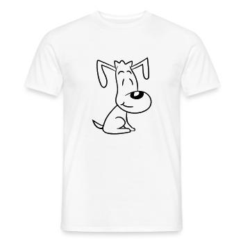 chien assis mignon petit chiot heureux animal de compagnie - T-shirt homme - blanc - Devant - AI Model Male 178 dark (178cm)