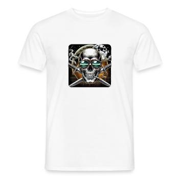 Crâne aux épées croisées - T-shirt homme - blanc - Devant - AI Model Male 178 dark (178cm)