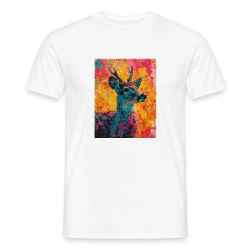 Cerf dans un fond coloré - T-shirt homme - blanc - Devant - AI Model Male 178 dark (178cm)